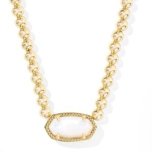 Kendra Scott Elisa Beaded Ball Chain Necklace in Gold Ivory Mother Of Pearl